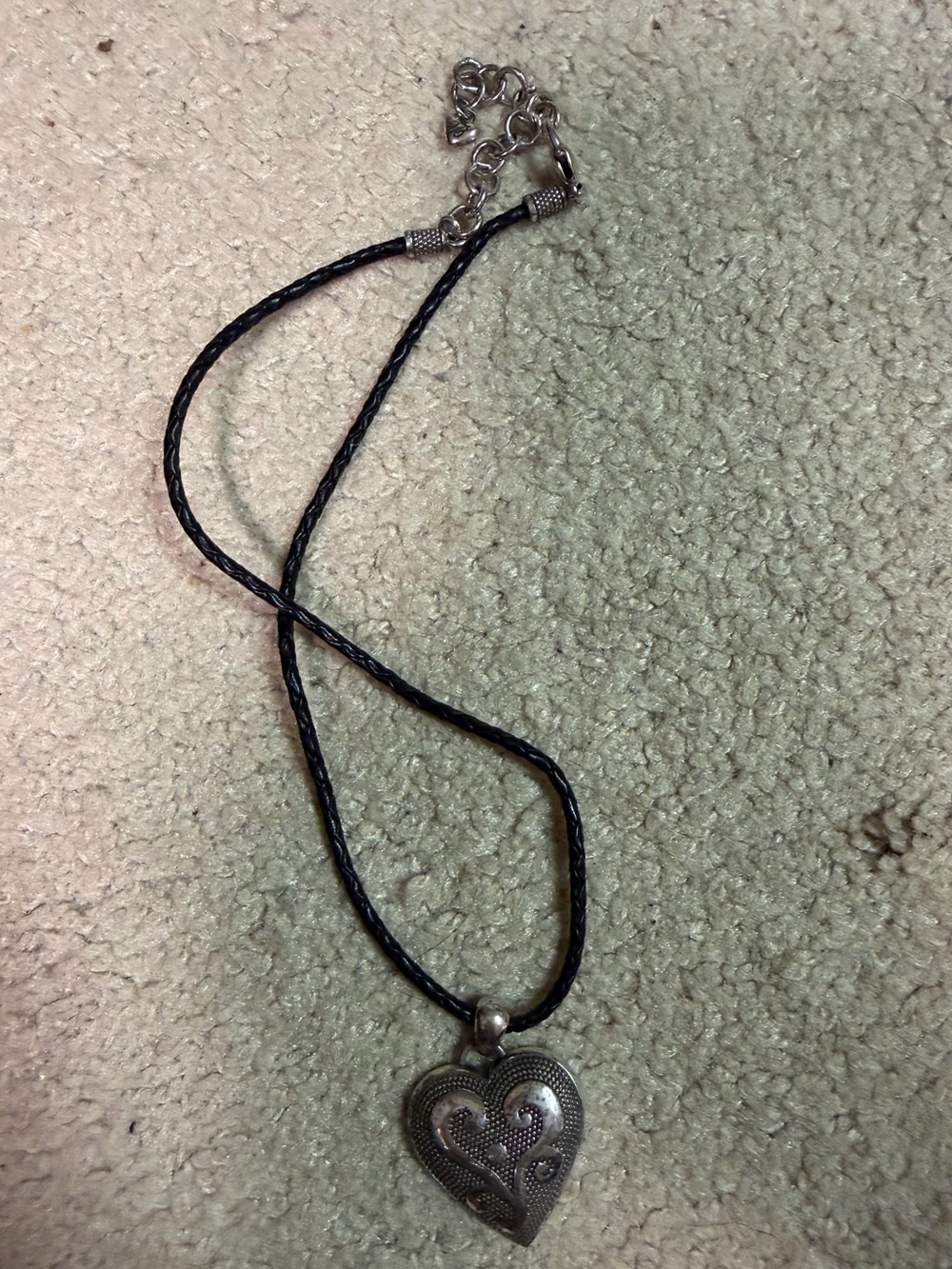 Women’s Brighton Silver-tone Heart Pendant Leather Cord Necklace